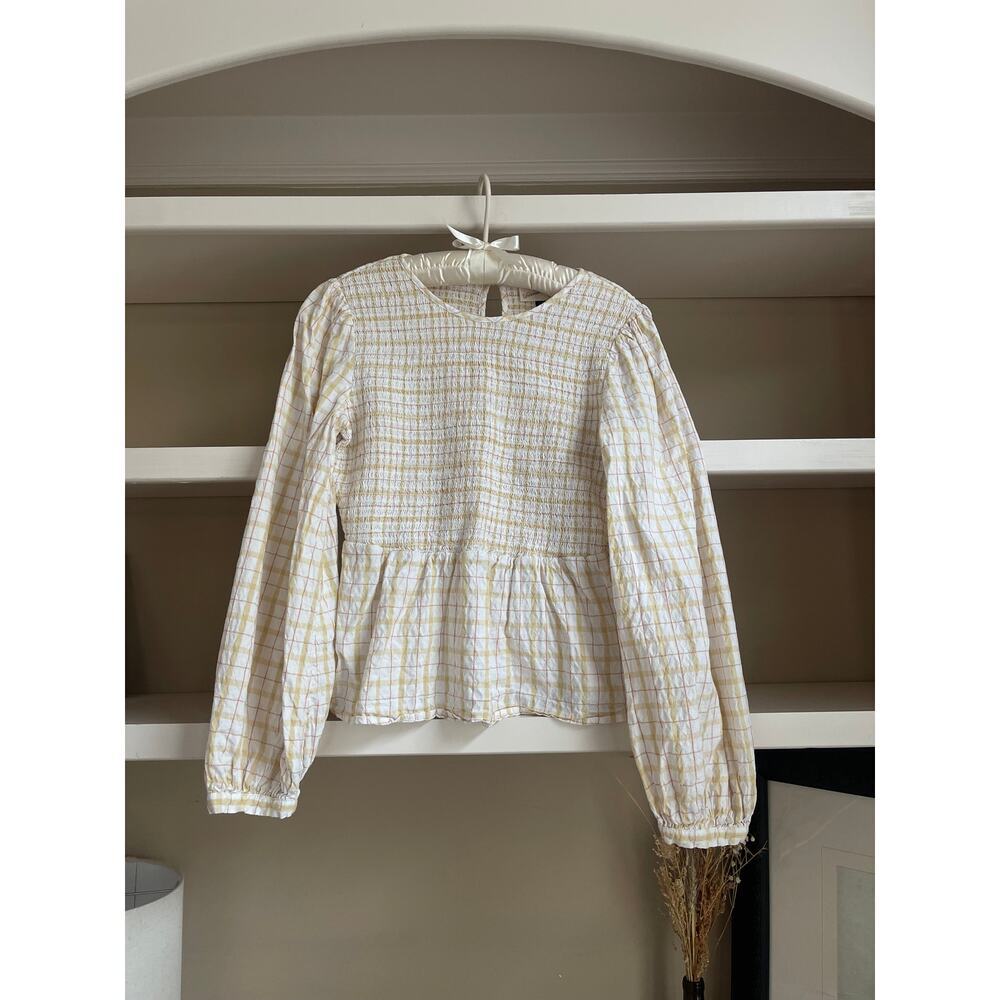 Universal Threads Yellow Plaid Shirred Top - Size Small - Picture 6 of 8